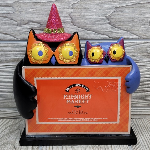 Kohl's Halloween Witch Owl Picture Photo Frame The Midnight Market Decor 4x6 - Picture 1 of 8